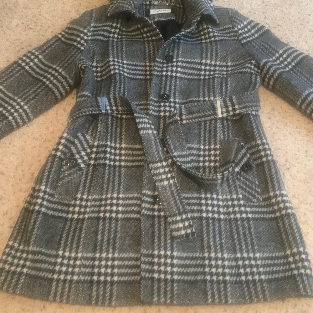 Calvin Klein Button-up Coat with detachable Hood and Belt